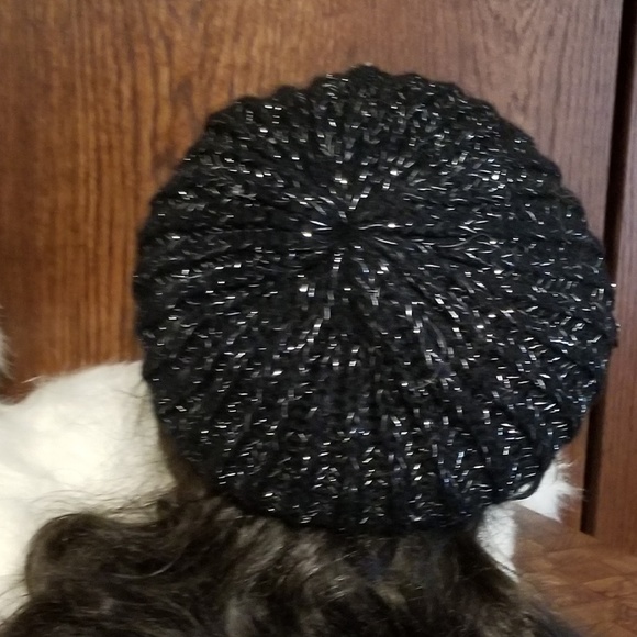JP Knits made in Italy black/silver knit tam - Picture 2 of 2